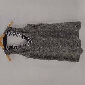 Anna Sui Gray Tweed Cocktail Dress Size Medium Open Back Neck Detail